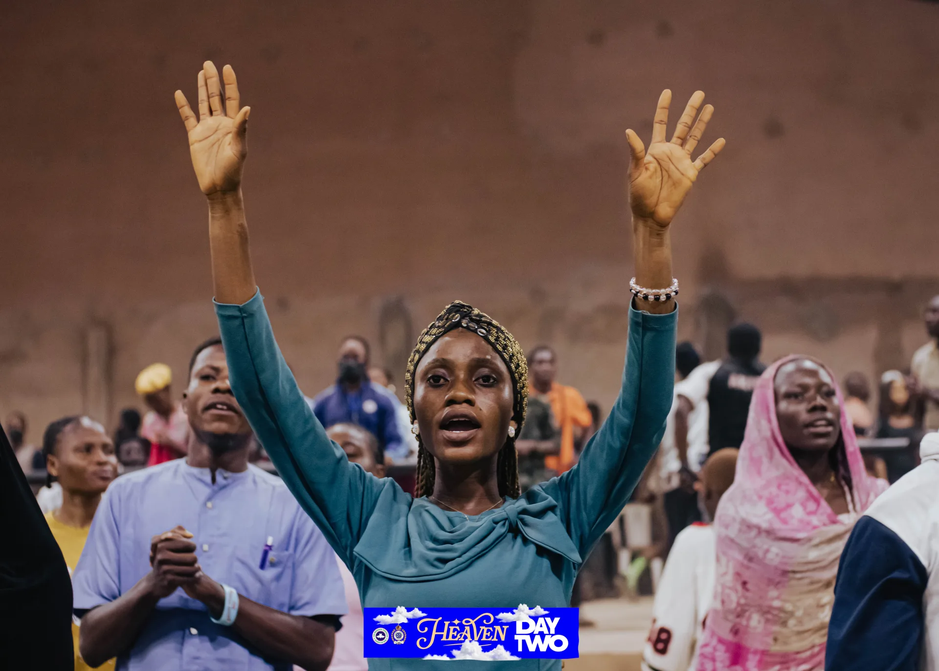 A worshipper responding during Blessing Lopez’s ministration